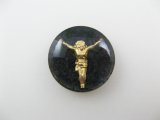 Vintage Glass BK/Gold Jesus Intaglio Cabochons