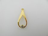 Goldplated Curved Teardrop with Rhinestone