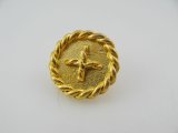 Metal Rope Cross Gold Button 