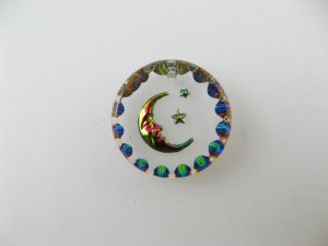 画像1: Vintage Glass Intaglio "Moon star" Round Pendant