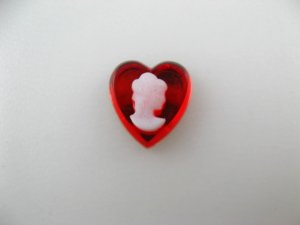 画像2: Vintage Glass Heart+Cameo Cabochon