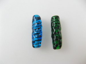 画像1: Vintage Glass Swirl Tube Beads 2本入り