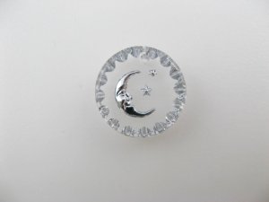 画像1: Vintage Glass Intaglio "Moon star" Round Pendant (SV)