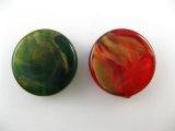 Vintage Plastic Marble-Gold Round Beads 