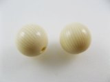 Vintage Ivory/Cream Striped Ball Beads 11.5mm
