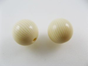 画像1: Vintage Ivory/Cream Striped Ball Beads 11.5mm