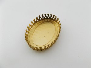 画像1: Brass Crown Oval Setting 25x18mm