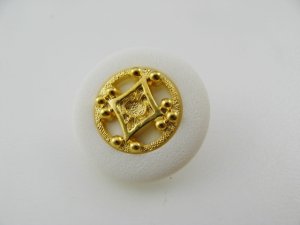 画像1: Plastic Gold+White Geometric Button