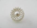 Plastic Pearlized White/Ivory Flower Button