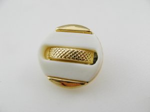 画像1: Plastic Ivory+Gold Line Button
