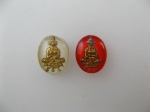 画像1: Vintage Glass Intaglio Buddha Cabochon