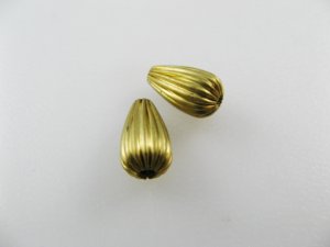 画像1: Brass Corrugated Mini Drop Beads 2個いり