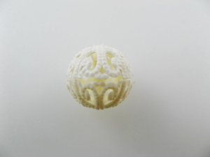 画像1: Vintage Plastic Ivory Filigree Beads 2個入り