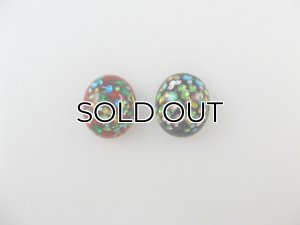 画像1: Vintage Glass Oval Studded Cabochon