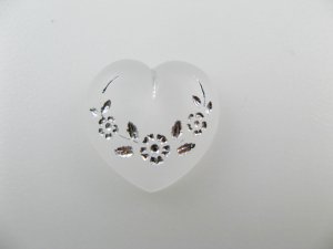 画像1: Vintage Plastic Frost Heart+Flower Cabochon