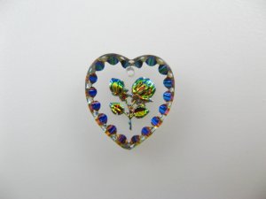 画像1: Flower Heart Glass Intaglio Pendant