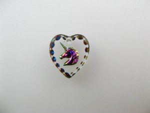 画像1: Tiny Unicorn Heart Glass Intaglio Pendant
