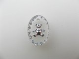 Small Teddy bear Oval Glass Intaglio Pendant(SV)