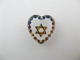 "Star of David "Heart Glass Intaglio Pendant (L)