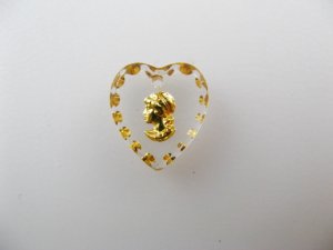 画像1: Tiny Cameo Heart Glass Intaglio Pendant(GD)