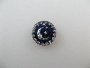 画像1: Vintage Glass Intaglio "Moon star" Round Pendant【Night sky】