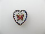 Vintage Glass Intaglio "Butterfly" Heart Pendant