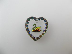 画像1: Swan Heart Glass Intaglio Pendant