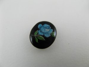 画像3: Vintage Porcelain Black Floral Cabochon 10x8mm