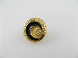 Vintage Plastic Gold Black Swirl Button