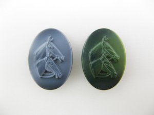 画像1: Vintage Marble Glass Embossed Cabochon【Horse】