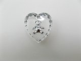 Vintage Glass Intaglio "Teddy bear" Heart Pendant