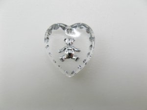 画像1: Vintage Glass Intaglio "Teddy bear" Heart Pendant