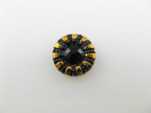 画像1: Glass Black Daisy Cabochon 15mm