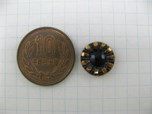 他の写真1: Glass Black Daisy Cabochon 15mm