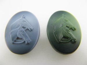 画像2: Vintage Marble Glass Embossed Cabochon【Horse】