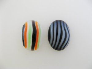 画像1: Vintage Candy Stripe Glass Cabochon