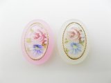 Vintage Plastic Pastel Flower Oval Cabochon