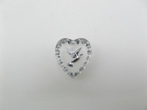 画像1: Tiny Dove Heart Glass Intaglio Pendant【SV】