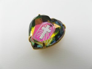 画像2: Brass+Cross Heart Glass Intaglio Pendant 