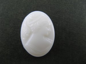 画像2: Vintage Glass White Cameo 18x13mm