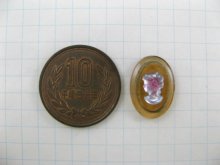 他の写真1: Vintage Glass Topaz Cameo Cabochon 18x13mm