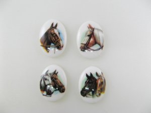 画像1: Vintage Plastic Horse Picture Cabochon 