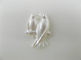 Vintage Plastic Pearlized Love Birds Cabochon