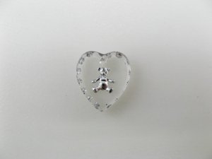 画像1: Tiny "Teddy bear" Heart Glass Intaglio Pendant