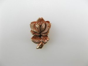 画像1: Vintage Plastic Copperplated Stemmed Rose cabochon