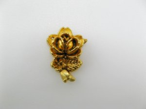 画像1: Vintage Plastic Goldplated Stemmed Rose cabochon