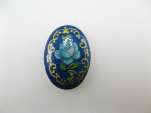 画像1: Vintage Glass BL Rose Cabochon