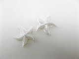 Vintage Plastic Pearlized Starfish Cabochon 2個入り