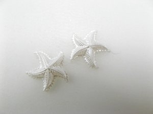 画像1: Vintage Plastic Pearlized Starfish Cabochon 2個入り