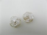 Vintage Plastic Pearlized Rose Cabochon 2個入り